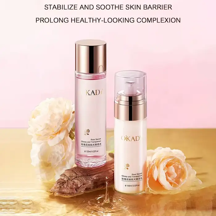Nouvel ensemble de soins de la peau à la rose OKADY 2026 : Lotion tonifiante à la rose et crème hydr