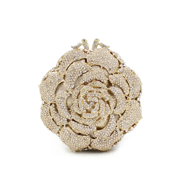 Élégant Rose mariage mariée sac à main strass sac femmes luxe brillant fête pochette sac à main conc