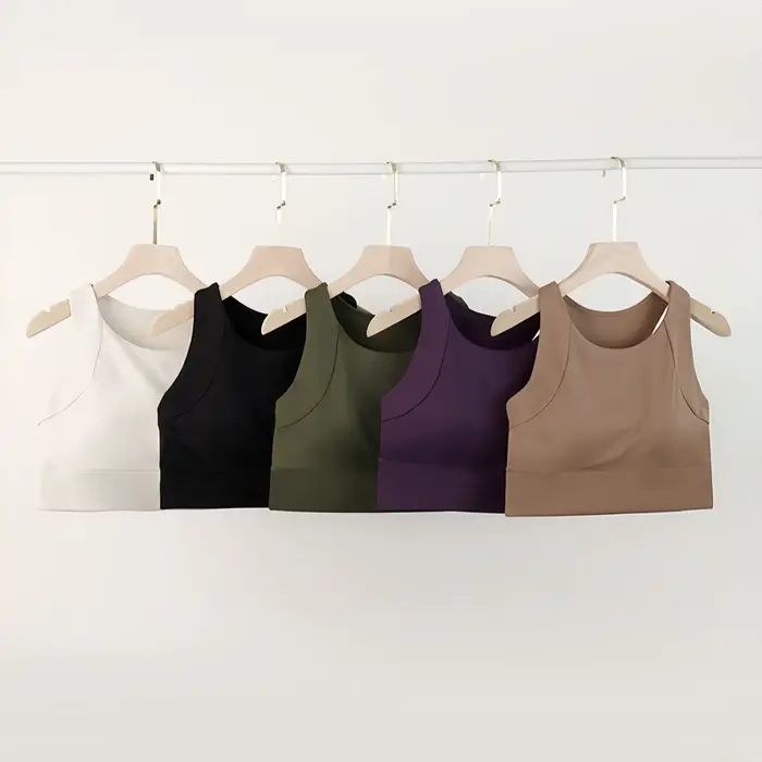 Hauts courts de sport Anti-choc pour femmes, haute résistance, coussinets intégrés, gilet de Yoga, F