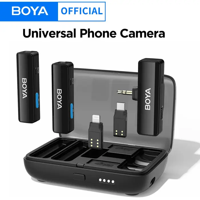BOYA BOYALINK-Microphone Lavalier sans fil, pour iPhone, Android, appareil photo reflex numérique, Y