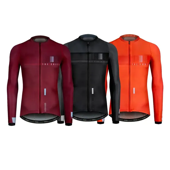 Maillot de cyclisme à manches longues pour hommes et femmes coupe couverte tissu léger protection UV pour course et randonnée