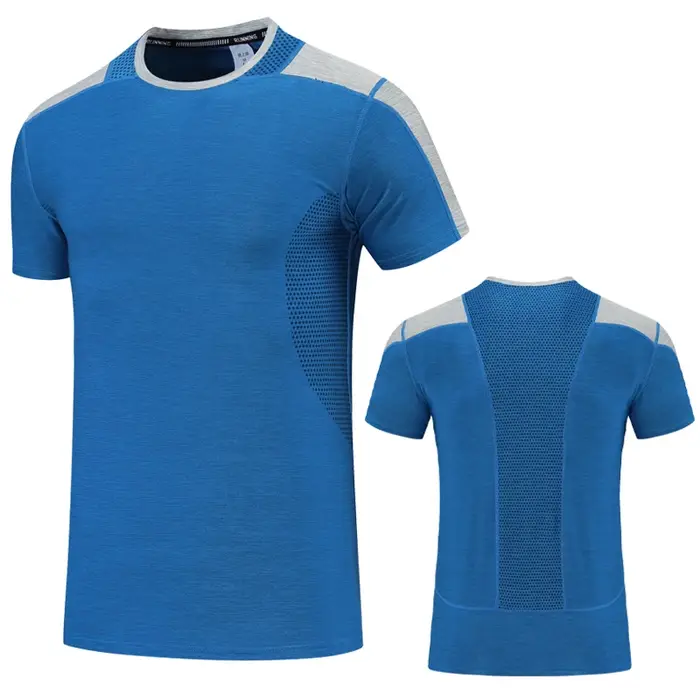 T-shirt à manches courtes pour hommes, haut d'exercice, Patchwork, entraînement, course, musculation