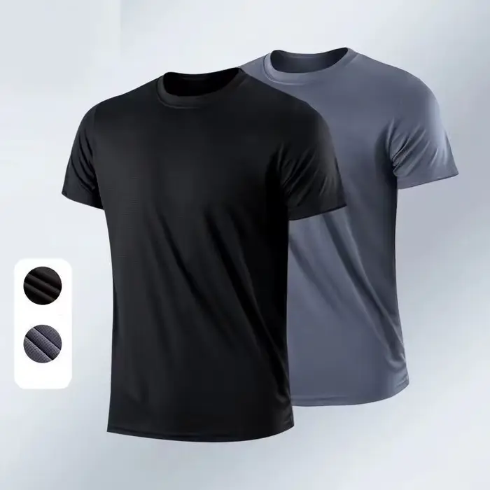 T-shirt de sport à col rond à séchage rapide pour homme, chemise de fitness, entraîneur de course, r
