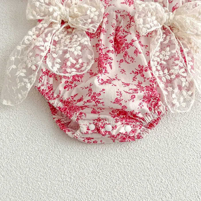 2025 été nouveau dans infantile princesse Style combinaisons nouveau-né enfants arc dentelle fleur v