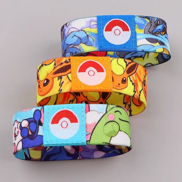 Bracelet élastique de sport support de poignet en polyester dessin animé étiquette tissée par sublimation pour homme et femme occasion sportive et quotidienne