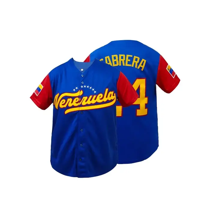 Maillot de baseball respirant pour hommes, manches courtes, broderie "Venezuela 24", chemise de base