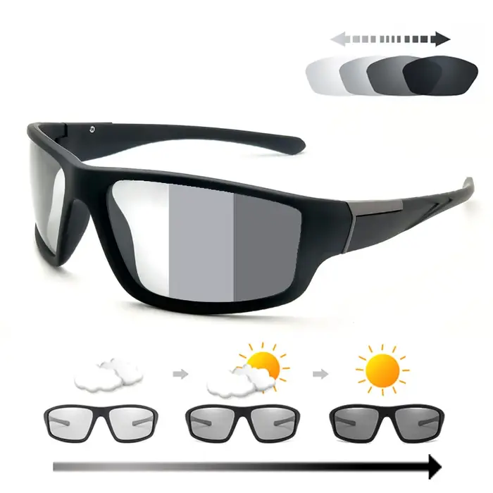 Lunettes de soleil photochromiques pour hommes, lunettes de sport noires mates pour le cyclisme, lun