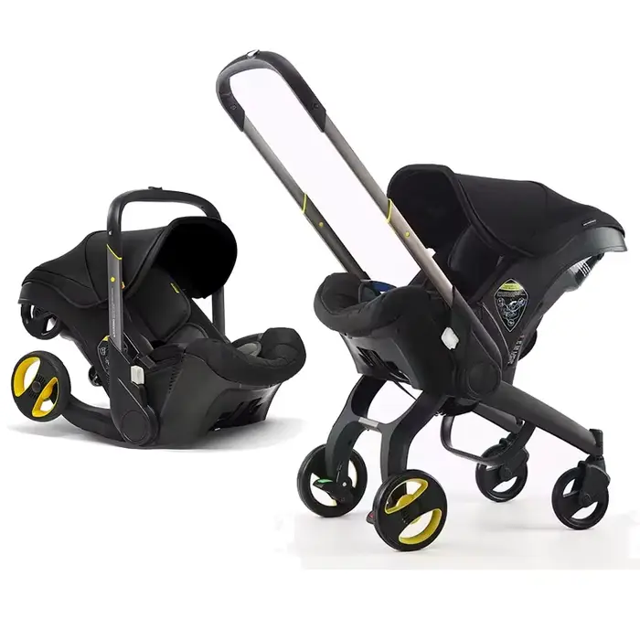 Système de poussette et siège auto 2 en 1 avec design pliable pour nouveau-nés, léger, compact et sû