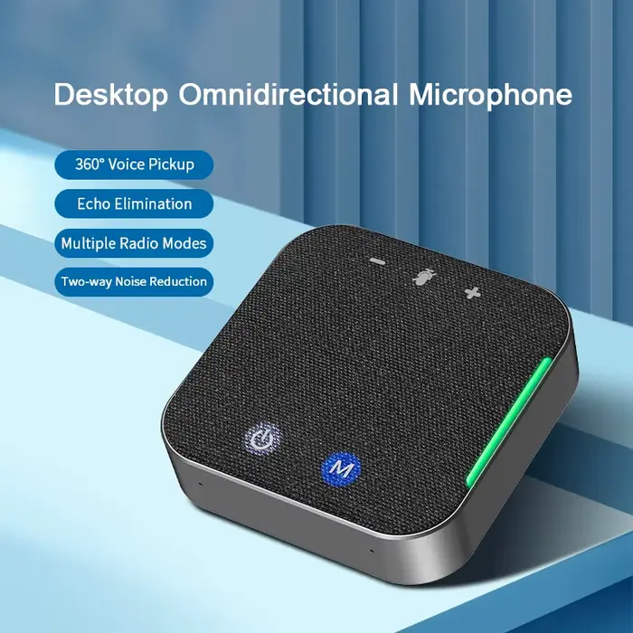 Eppfun-Haut-parleur Bluetooth avec micro, microphone de conférence à couverture vocale à 360 °, amél