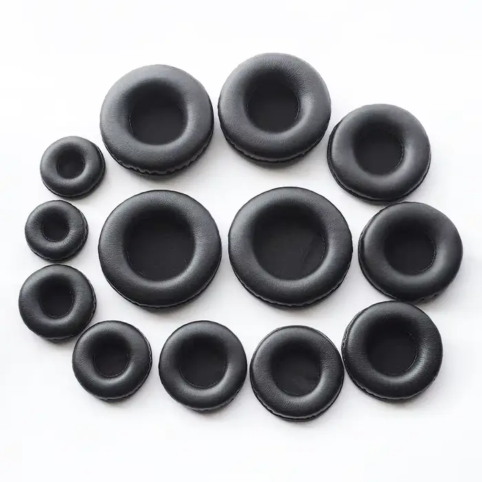 Coussinets d'oreille en mousse de cuir éponge pour casque, housses de coussin, 40mm, 50mm, 55mm, 60m