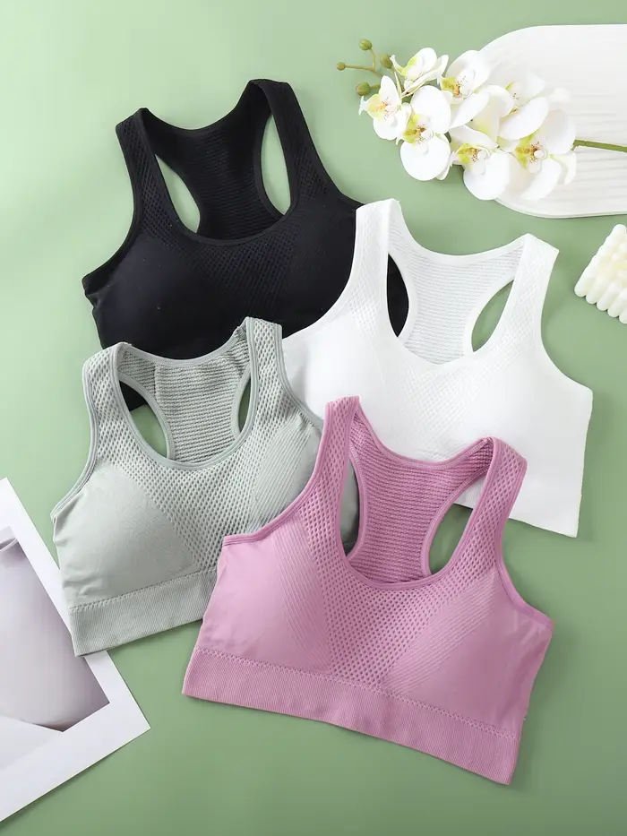 1 pièce - Soutien-gorge de sport sans couture pour femme - Design uni et simple - Doux pour la peau 