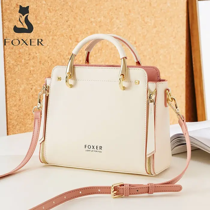 Sac à bandoulière en cuir croûte FOXER pour femme, sac à main élégant, nouveau sac fourre-tout grand