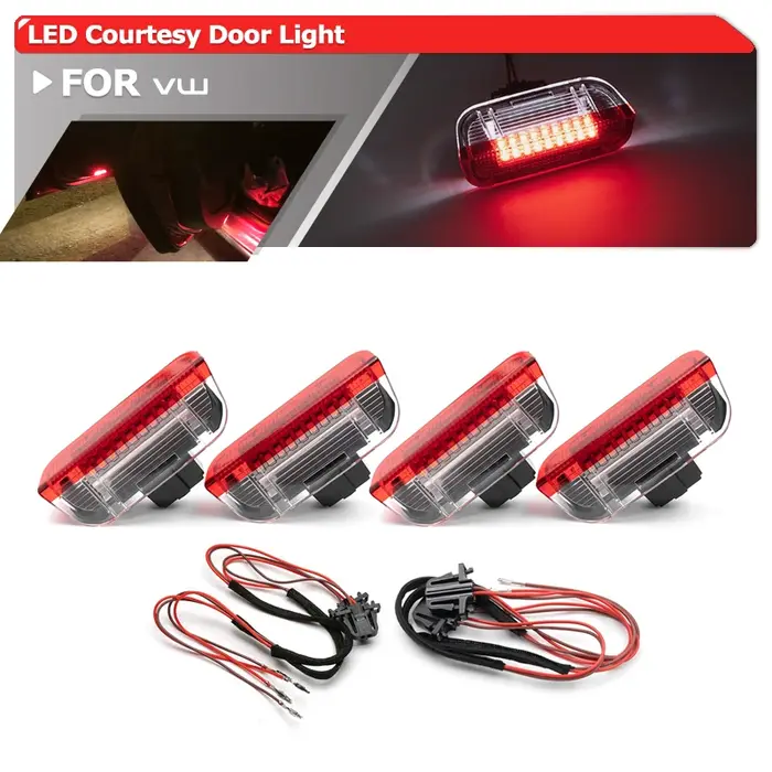 4x blanc/rouge Led porte courtoisie voyant d'avertissement intérieur lampe de bienvenue pour VW Golf