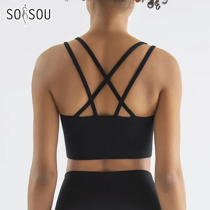 Soutien-gorge de sport SOISOU en nylon pour femme - Élastique et sexy pour yoga et fitness