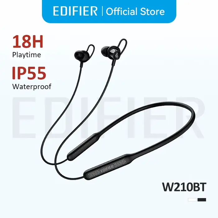 Écouteurs Bluetooth à tour de cou Edifier W210BT, type magnétique, écouteurs sportifs, casque sans f