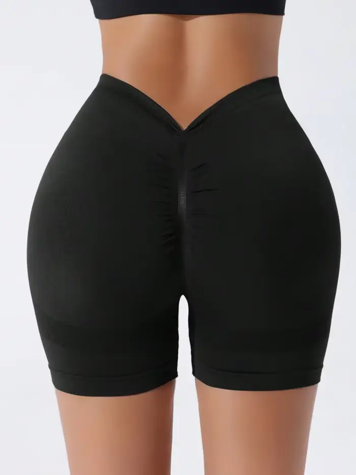 Short de yoga taille haute sans couture - Pantalon fitness pour serrage taille et levage hanches
