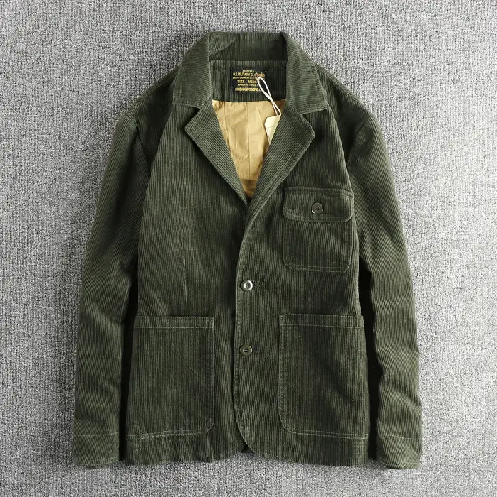 Rapingent-Costume décontracté en velours côtelé de coton lavé pour hommes, veste ample, mode vintage