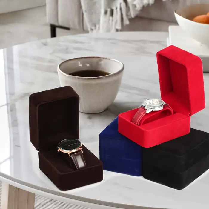 Boîte en velours à coins ronds pour montre connectée protection rangement accessoire bijou coffret d'emballage affaires occasions spéciales cadeau élégant