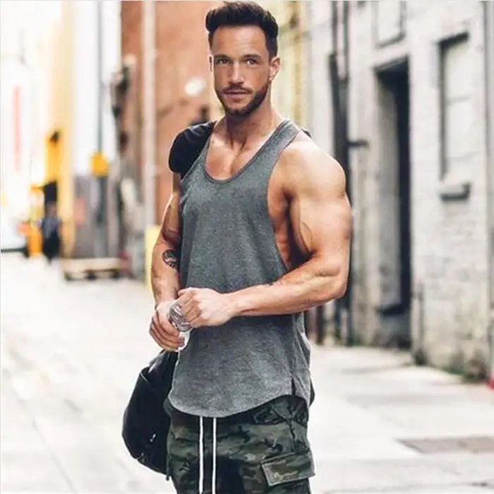 T-Shirt sans manches en coton respirant pour hommes, vêtements d'entraînement de musculation, de cou