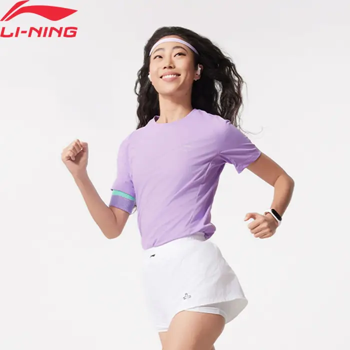 Li-Ning T-shirt de sport pour femmes en polyester AT AIR respirant à séchage rapide LiNing réfléchis