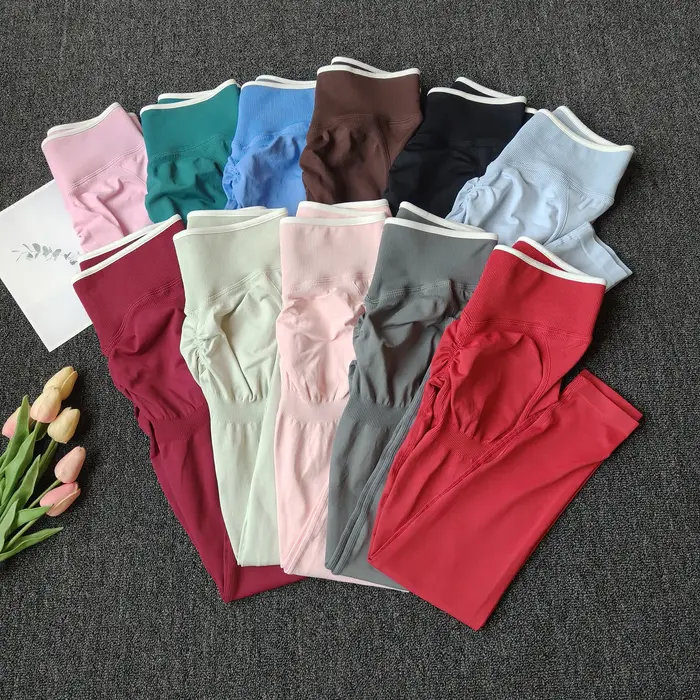 Leggings de Fitness pour femmes, taille haute, pantalons de Yoga sans couture, froissés, butin, pêch