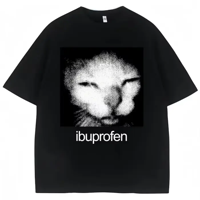 2025 Vintage drôle Ibuprofen chat Meme graphique t-shirt hommes femmes Humor mode T-shirts surdimens