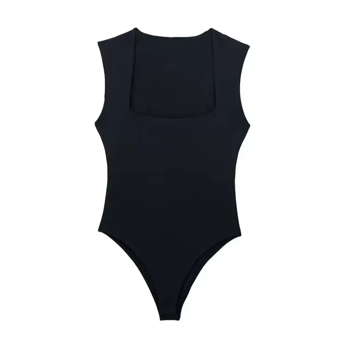 MUJER 2025 noir femme corps col carré sans manches Body femmes bleu blanc Sexy serré Body Lingerie m
