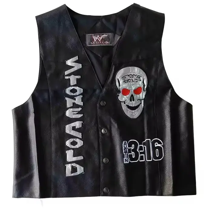 WWF Stone Cold Steve Austin 316 Smoking Skull Vest Attitude Era Nouveau Merchandise Vintage à Collec