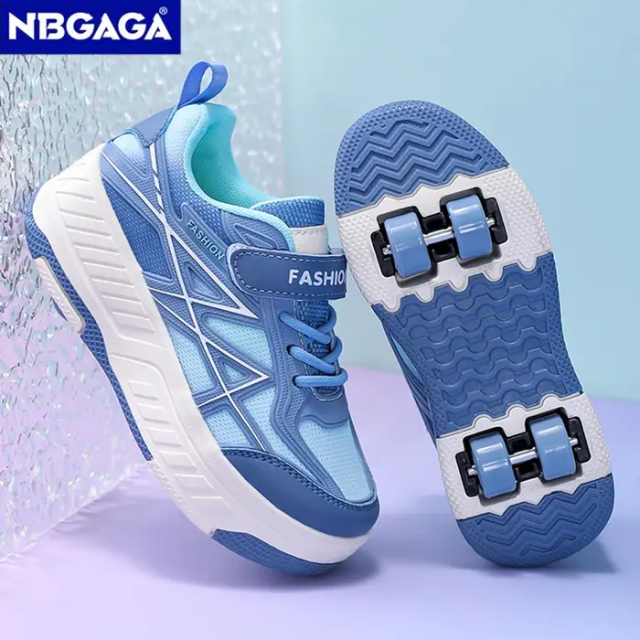 Chaussures de roller avec roulettes amovibles à quatre roues pour enfants, garçons et filles, basket