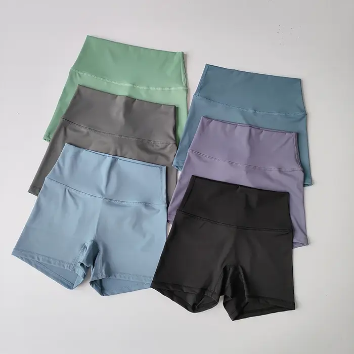 Shorts yoga élastiques séchage rapide taille haute - Moulants levage hanches sensation nude sport