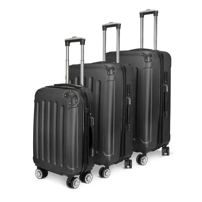 Superaly Ensemble de bagages noir 3 pièces, avec serrure à code, ensemble de valises en ABS, avec ro