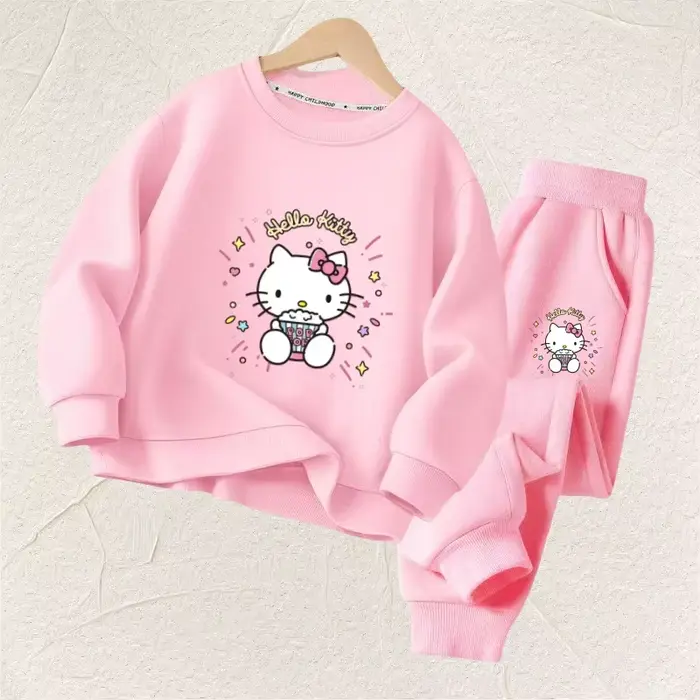 Ensemble de vêtements d'automne pour bébé fille, sweat-shirt et pantalon imprimés de dessin animé Sa