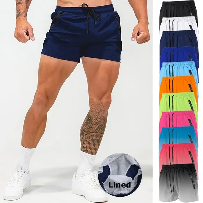 Short de course à séchage rapide pour homme avec poches zippées, short extensible, maillot de bain, 
