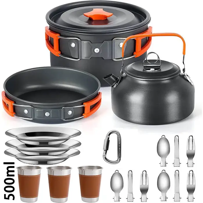Ensemble de cuisine de Camping, ustensiles de cuisine de Camping, vaisselle de voyage, ensemble de p