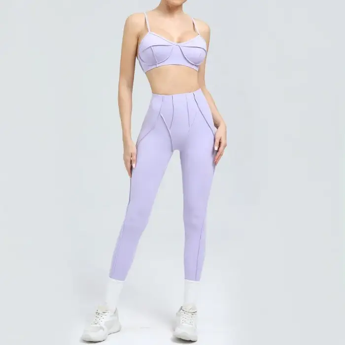 Yoga sport Fitness ensembles taille haute hanche-levage pantalon dos ouvert soutien-gorge costume dé