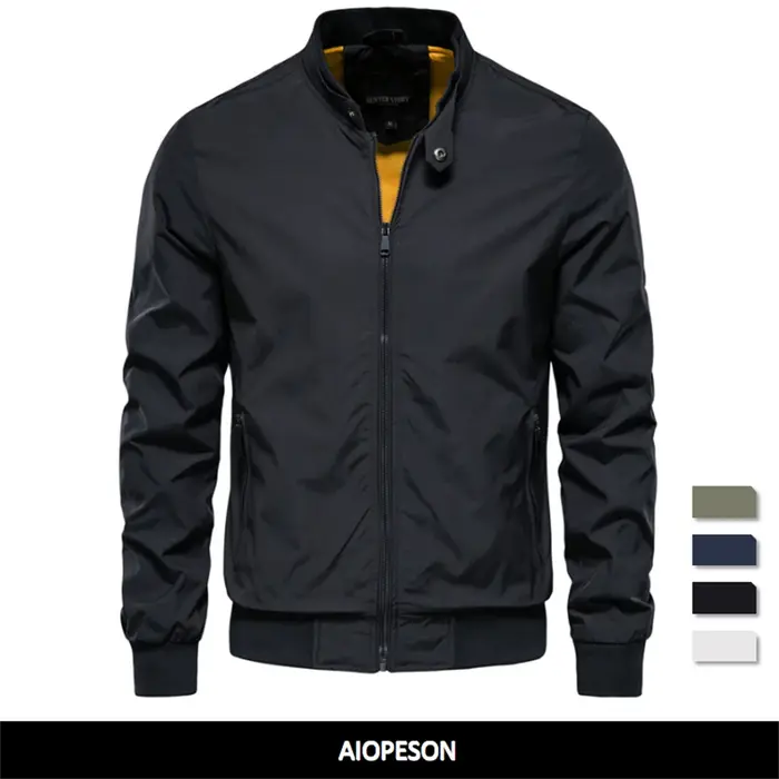 AIOPESON couleur unie veste de Baseball hommes décontracté col montant Bomber hommes vestes automne 