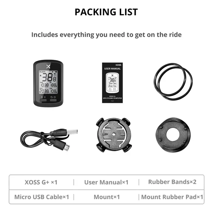 Ordinateur de vélo XOSS G+ GPS Compteur de vitesse sans fil pour VTT et vélo de route avec Bluetooth ANT+ résistant à l'eau pour cyclistes amateurs et professionnels