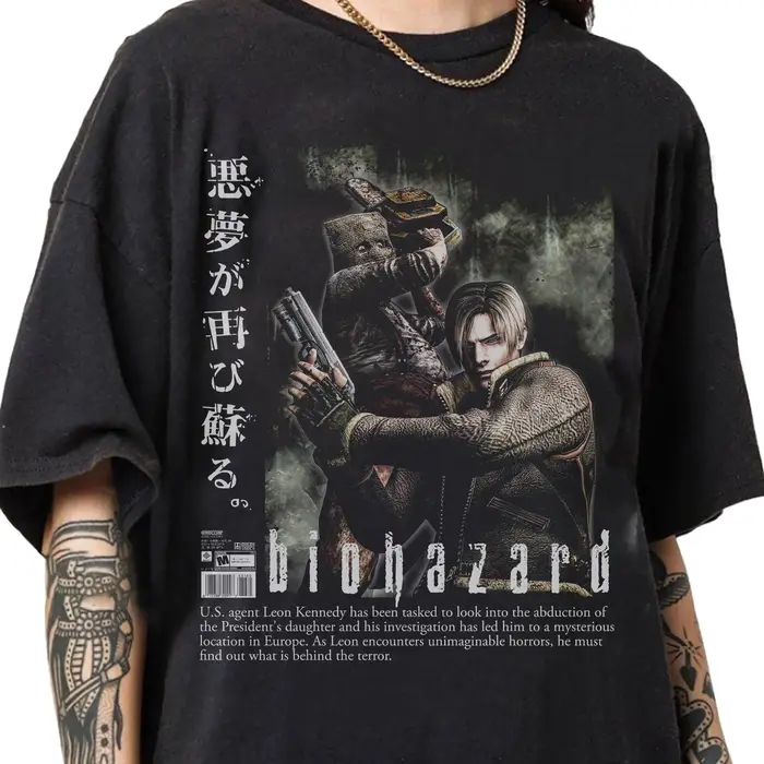 T-shirts Resident Evil de style pirate rétro des années 1990, T-shirts Leon Kennedy, T-shirts à thèm