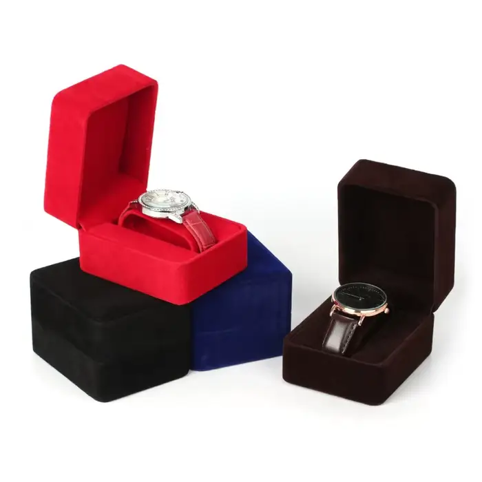 Boîte de montre en velours à coins ronds pour montres connectées mallette de rangement horloge accessoire de bijoux boites d'emballage affaires protection élégance sophistiquée présentation cadeau prestige occasions spéciales