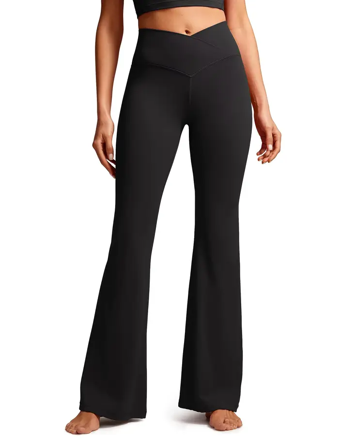 Leggings évasés croisés femme TUNIControl - Pantalons de yoga taille haute bootcut tendance