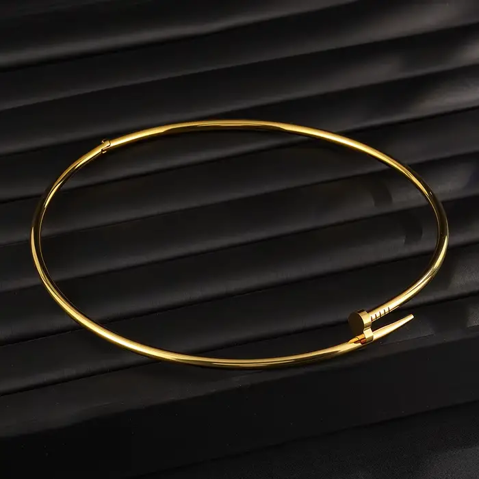 Collier ras du cou vintage en métal, chaîne lisse, bijoux gothiques pour femmes en couleur or/argent
