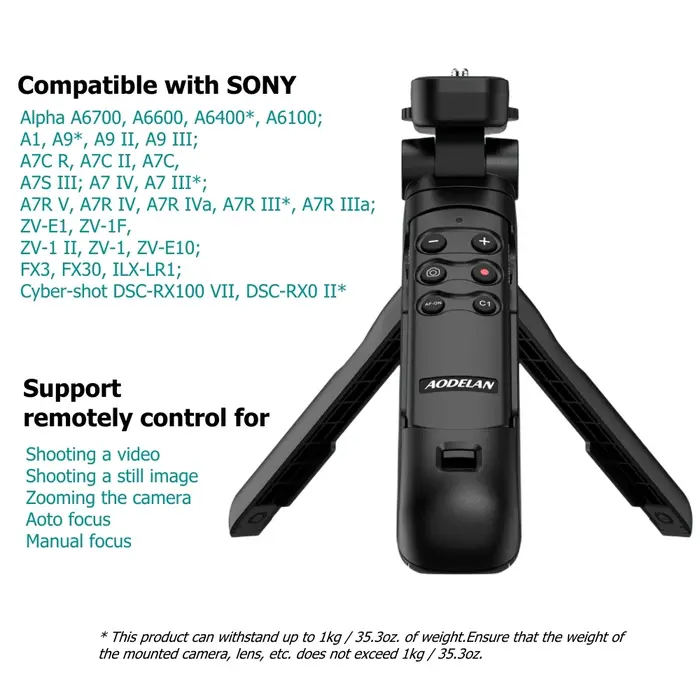 Trépied à poignée sans fil, télécommande Vlogging, YouTube TikTok pour Sony a6700 a7RV a7IV ZV-1 ZV-