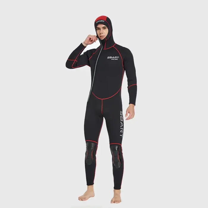 Combinaison de plongée en néoprène à capuche pour homme, maillot de bain une pièce, manches longues,