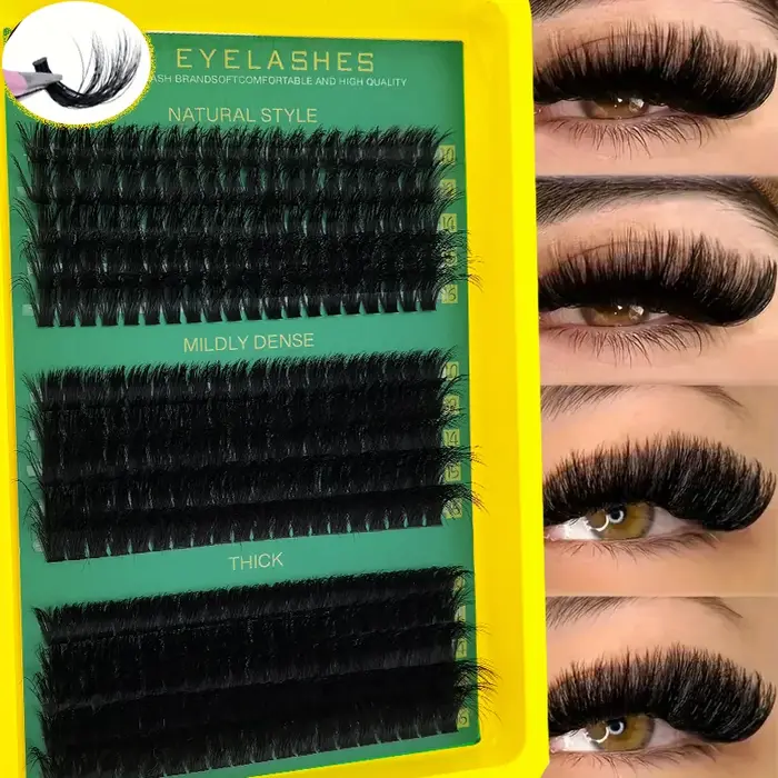 60D80D100D Faux cils épais de longueur mixte, style œil de chat bouclé en D pour un look moelleux et
