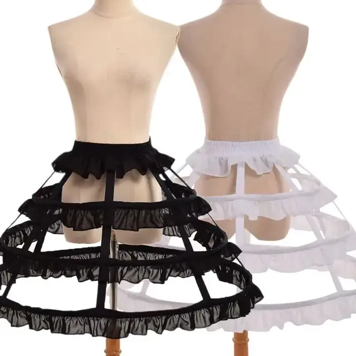 Femmes filles Lolita creux feuille de Lotus dentelle Cage à oiseaux os de poisson jupe Cosplay robe 