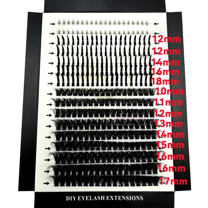 16 rangées de grappes de faux cils pointes et cils inférieurs bricolage Manga Cluster Extensions de 