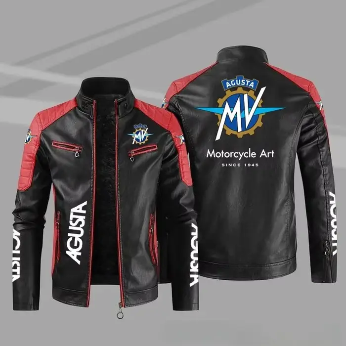 【Taille européenne】Augusta Mv moto Logo veste de mode Pu haut de gamme veste en cuir décontractée po