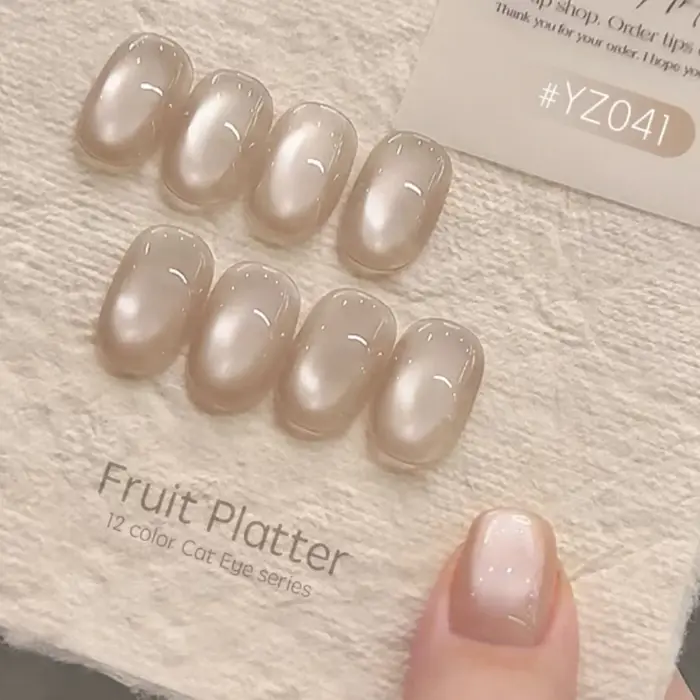 1/12PCS 12ML 2026 Vernis à ongles gel œil de chat aux fruits - Perles de verre bleues/violettes/vert