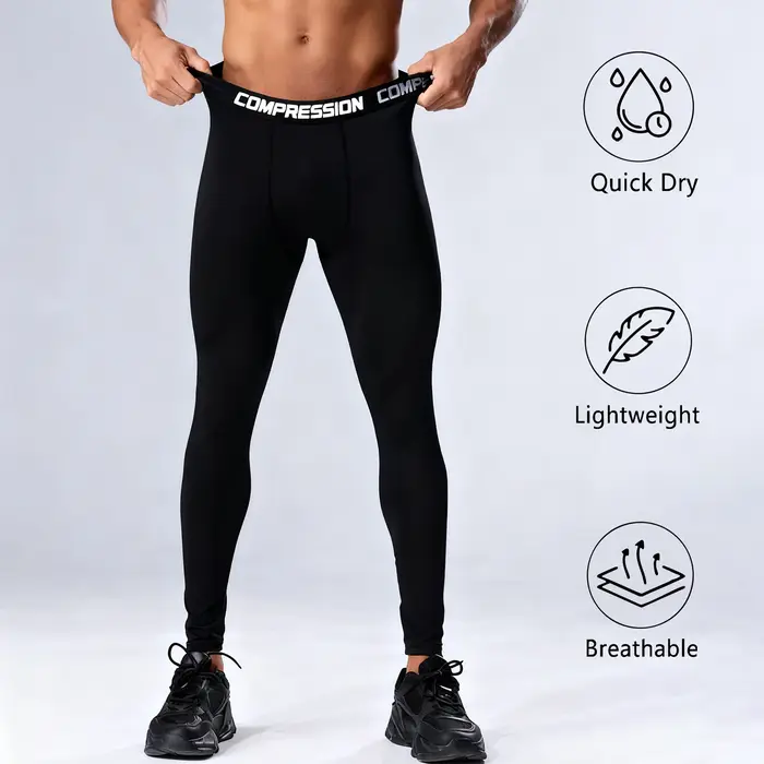Leggings de compression pour hommes, haute élasticité, séchage rapide, respirants, sous-vêtement de 