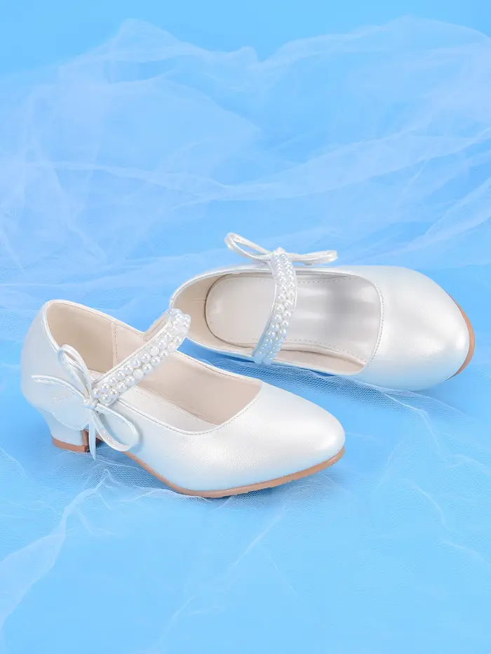 Talons hauts Princess Fashion pour filles, blancs, idéaux pour les robes, les spectacles, les fêtes 